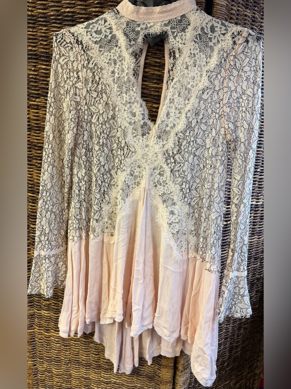 Free People - Tell Tale Lace-Trim Pink/Black/White- Size: XSmall